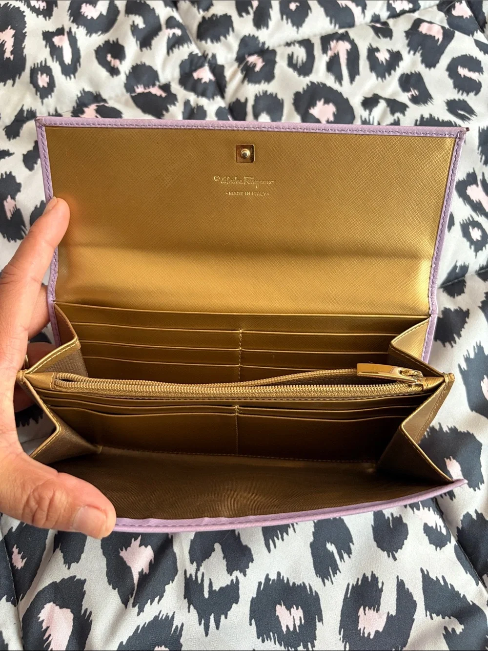 Salvatore Ferragamo Lavender Vara Bow Continental Wallet